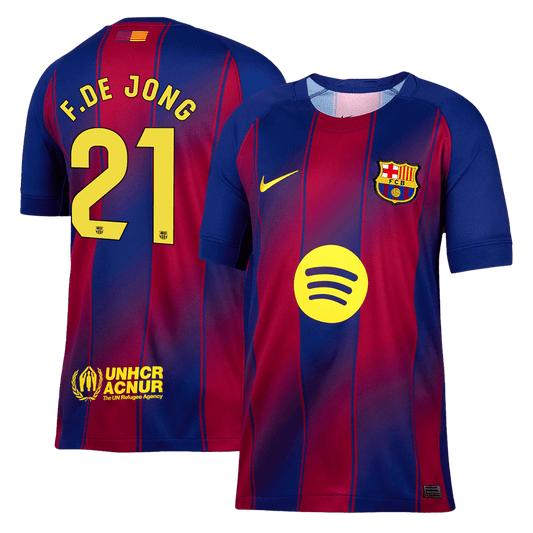 F.DE JONG #21 Barcelona Otthon Soccer Mez 2025/26 Piros&Kék