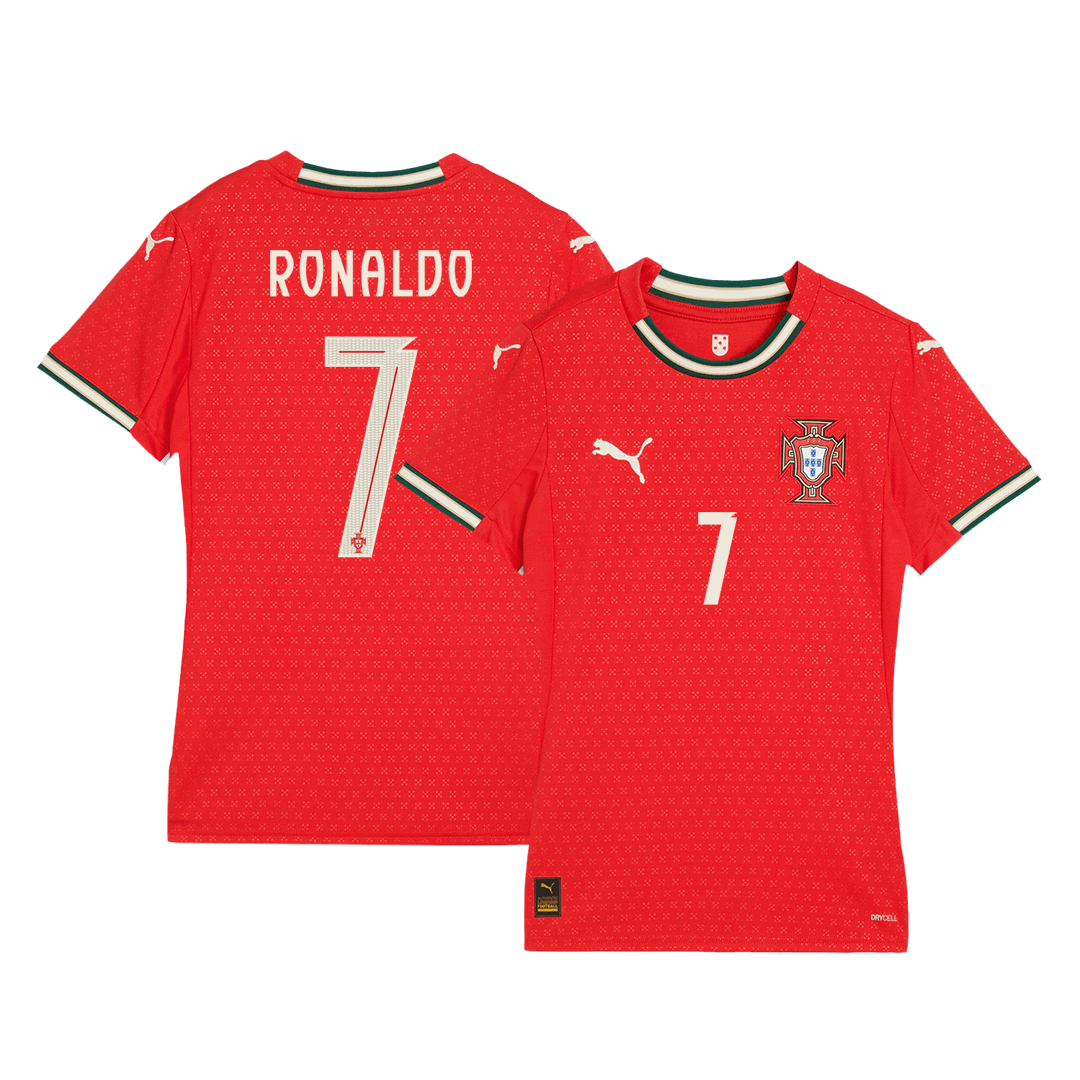 Női RONALDO #7 Portugal Otthon Futball Mez 2025 Piros