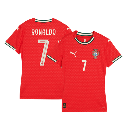 Női RONALDO #7 Portugal Otthon Futball Mez 2025 Piros