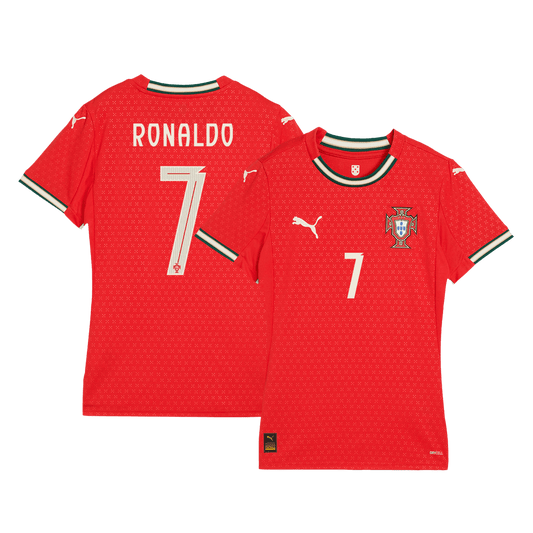 Női RONALDO #7 Portugal Otthon Futball Mez 2025 Piros