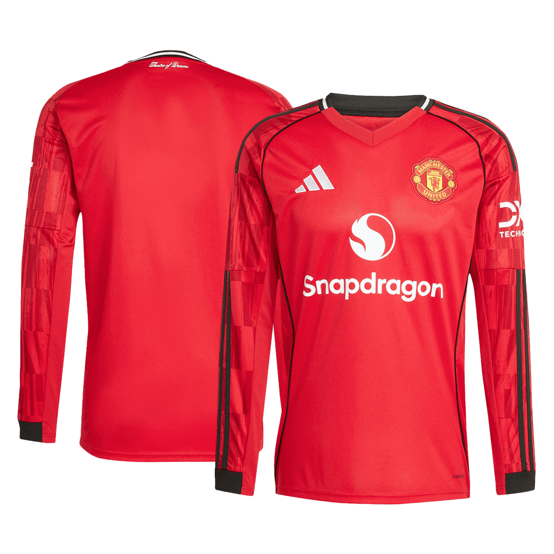 Manchester United Otthon Hosszú Ujjú Soccer Mez 2025/26 Piros