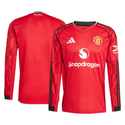 Manchester United Otthon Hosszú Ujjú Soccer Mez 2025/26 Piros