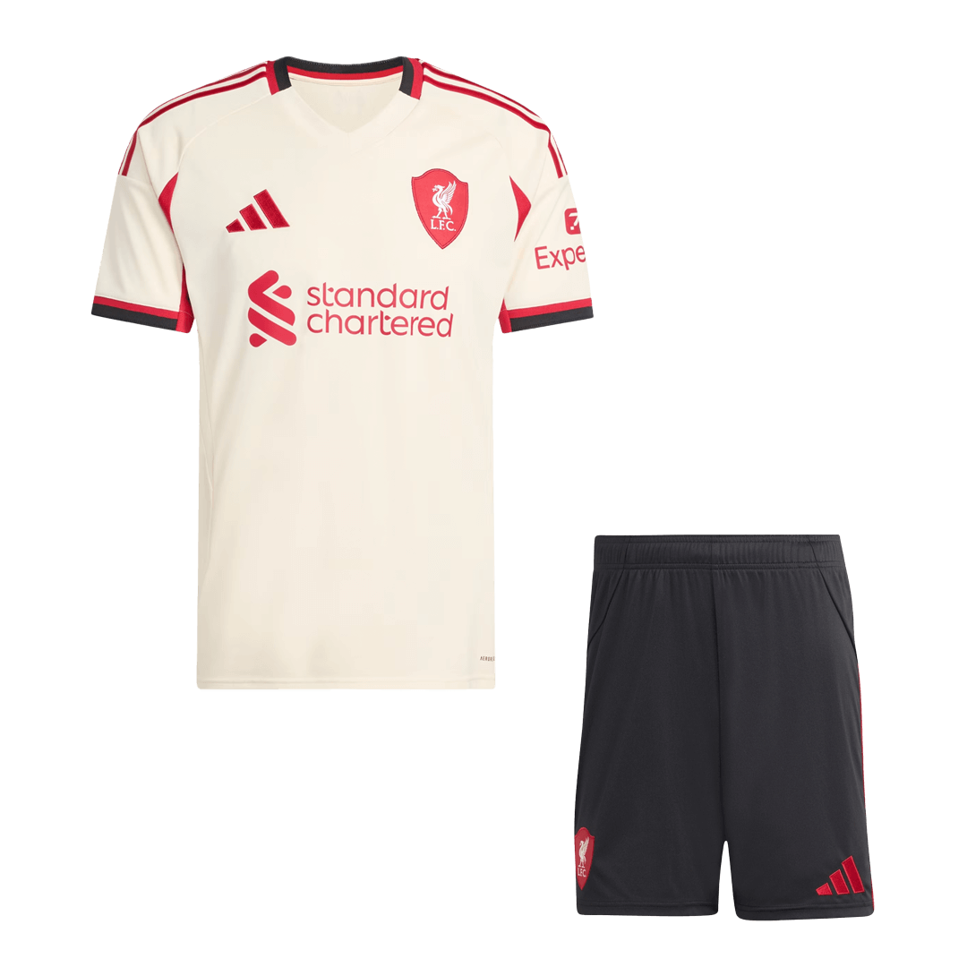 Liverpool Idegenben Mez Szett (Mez + Nadrág) 2025/26- Fehér