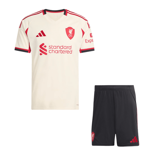 Liverpool Idegenben Mez Szett (Mez + Nadrág) 2025/26- Fehér