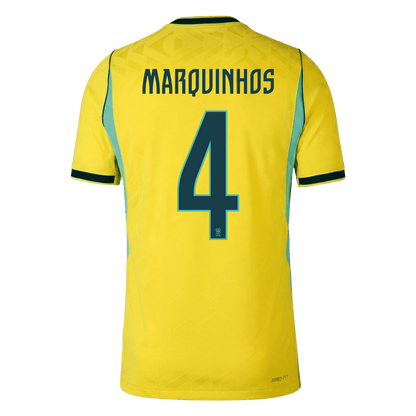 MARQUINHOS #4 Brazil Játékos Verzió Hazai Mez Világbajnoki 2026 Sárga