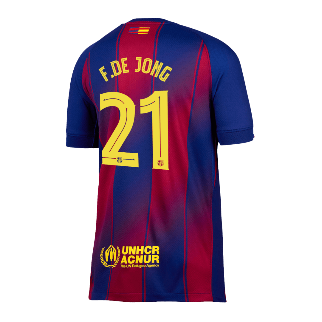 F.DE JONG #21 Barcelona Otthon Soccer Mez 2025/26 Piros&Kék - UCL