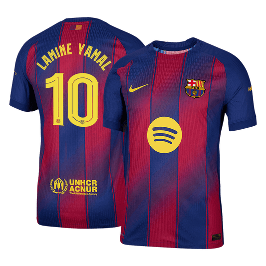 LAMINE YAMAL #10 Hiteles Barcelona Otthon Soccer Mez 2025/26 Piros&Kék - UCL