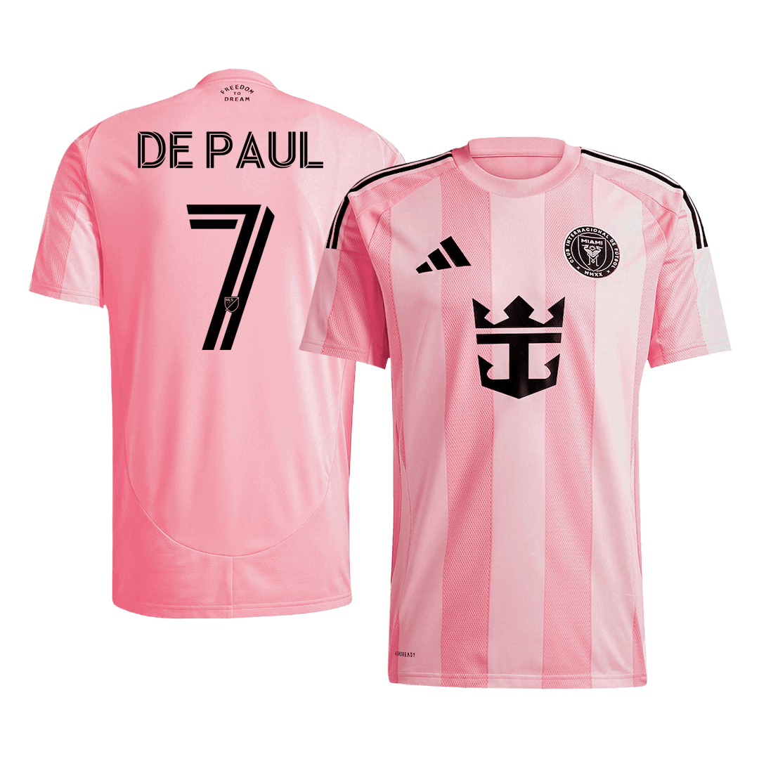 DE PAUL #7 Inter Miami Otthoni Soccer Mez 2025 Rózsaszín