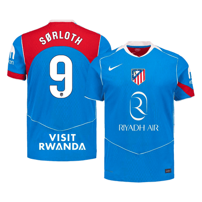 SØRLOTH #9 Atletico Madrid Játékos Verzió Harmadik Mez 2025/26 Kék