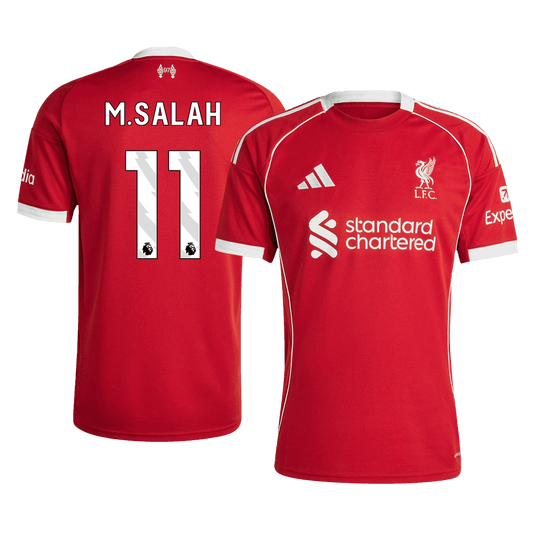 M.SALAH #11 Liverpool Otthon Soccer Mez 25/26 Piros