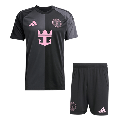 Inter Miami Idegenbeli Soccer Mez Készlet(Mez+Rövidnadrág) 2025 Fekete&Szürke