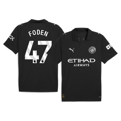 FODEN #47 Manchester City Idegenbeli Futball Mez 2025/26 Fekete