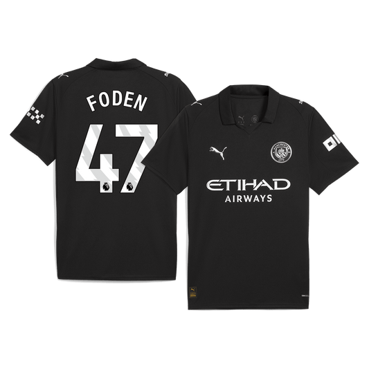 FODEN #47 Manchester City Idegenbeli Futball Mez 2025/26 Fekete