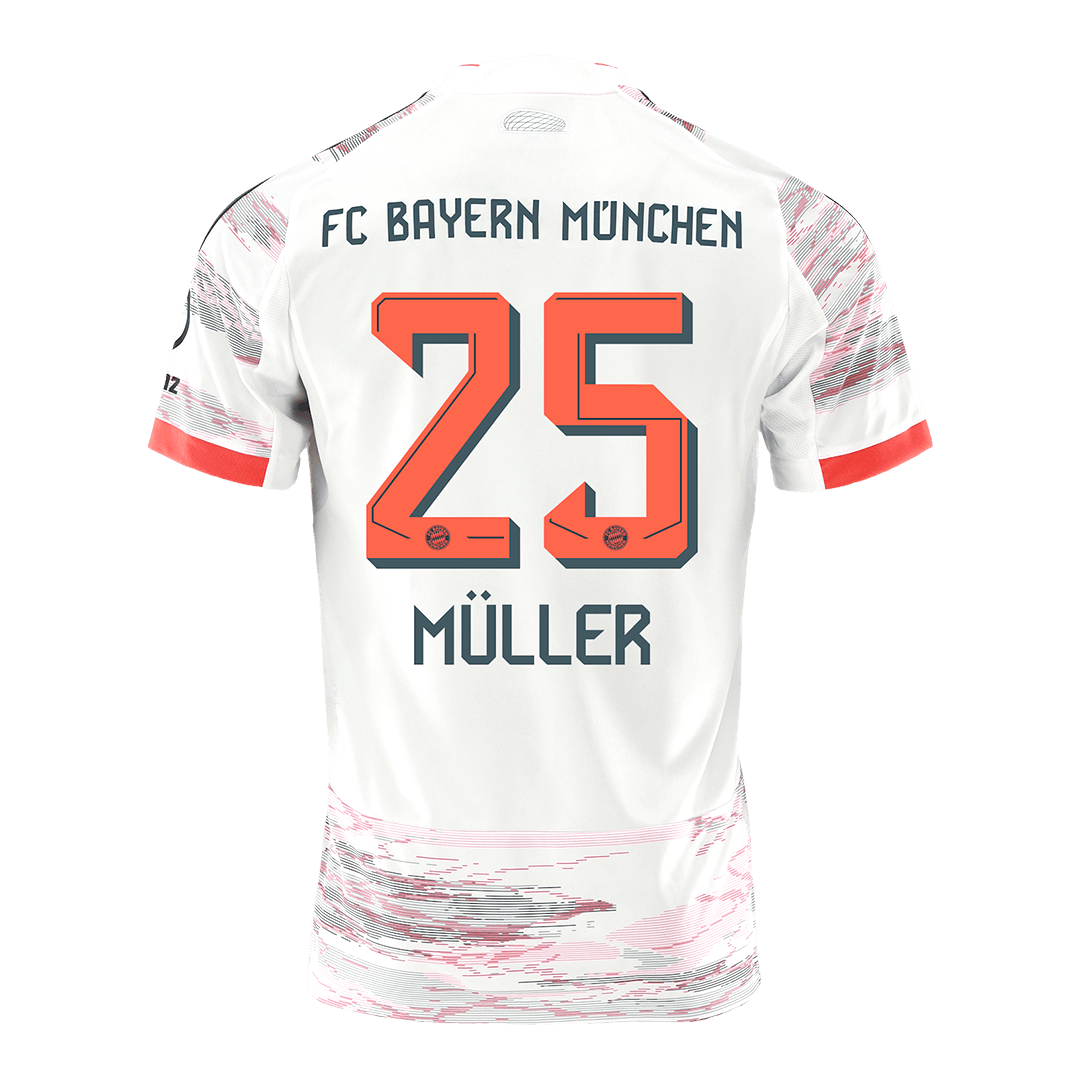 MÜLLER #25 Bayern Munich Idegenbeli Soccer Mez 2025/26 Fehér