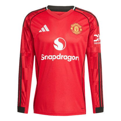 Manchester United Otthon Hosszú Ujjú Soccer Mez 2025/26 Piros