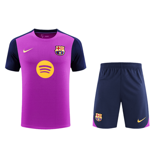 Barcelona Előtti-Mérkőzés Edzés Soccer Mez Készlet(Mez+Rövidnadrág) 25/26 Lila