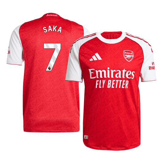 SAKA #7 Hiteles Arsenal Otthoni Soccer Mez 2025/26 Piros