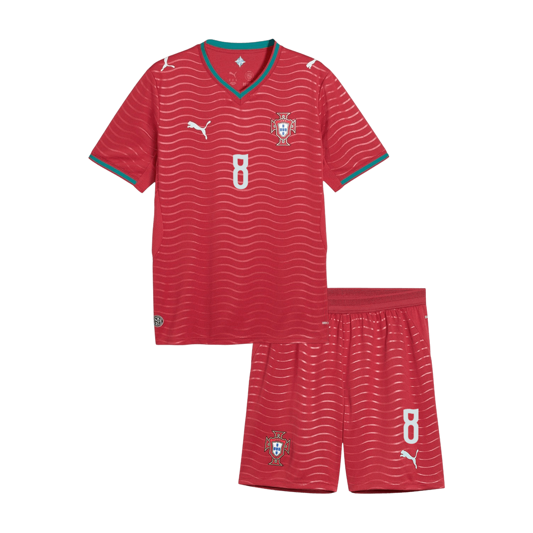 Portugal B. FERNANDES #8 Gyerek Hazai Világbajnokság Mez Készlet(Mez+Nadrág) 2026 Piros