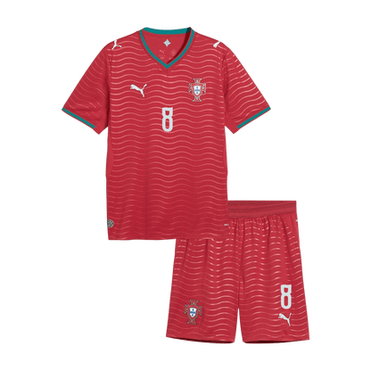 Portugal B. FERNANDES #8 Gyerek Hazai Világbajnokság Mez Készlet(Mez+Nadrág) 2026 Piros