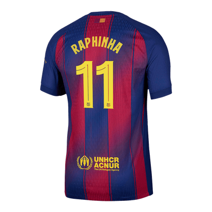 RAPHINHA #11 Hiteles Barcelona Otthon Soccer Mez 2025/26 Piros&Kék - UCL