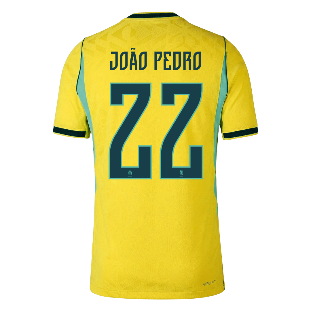 JOÃO PEDRO #22 Brazil Játékos Verzió Hazai Mez Világbajnoki 2026 Sárga