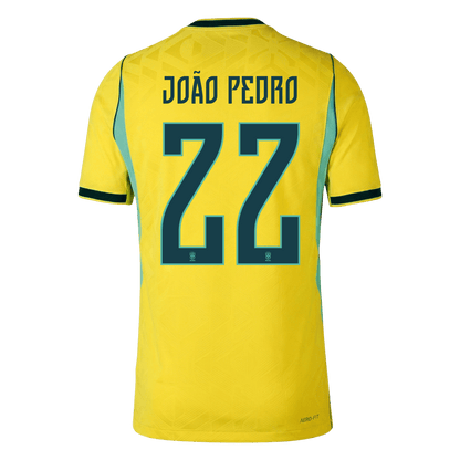 JOÃO PEDRO #22 Brazil Játékos Verzió Hazai Mez Világbajnoki 2026 Sárga