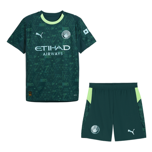 Manchester City Negyedik Mez Szett (Mez+Nadrág) 2025/26 Zöld
