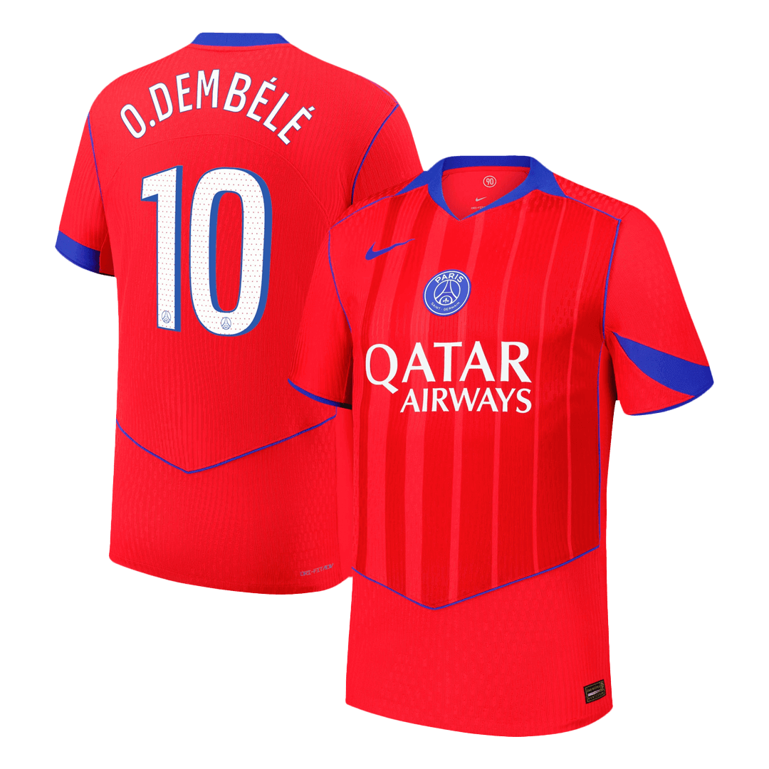 O.DEMBÉLÉ #10 PSG Játékos Idegenbeli Harmadik Mez 2025/26 Piros