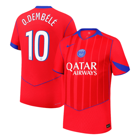 O.DEMBÉLÉ #10 PSG Játékos Idegenbeli Harmadik Mez 2025/26 Piros
