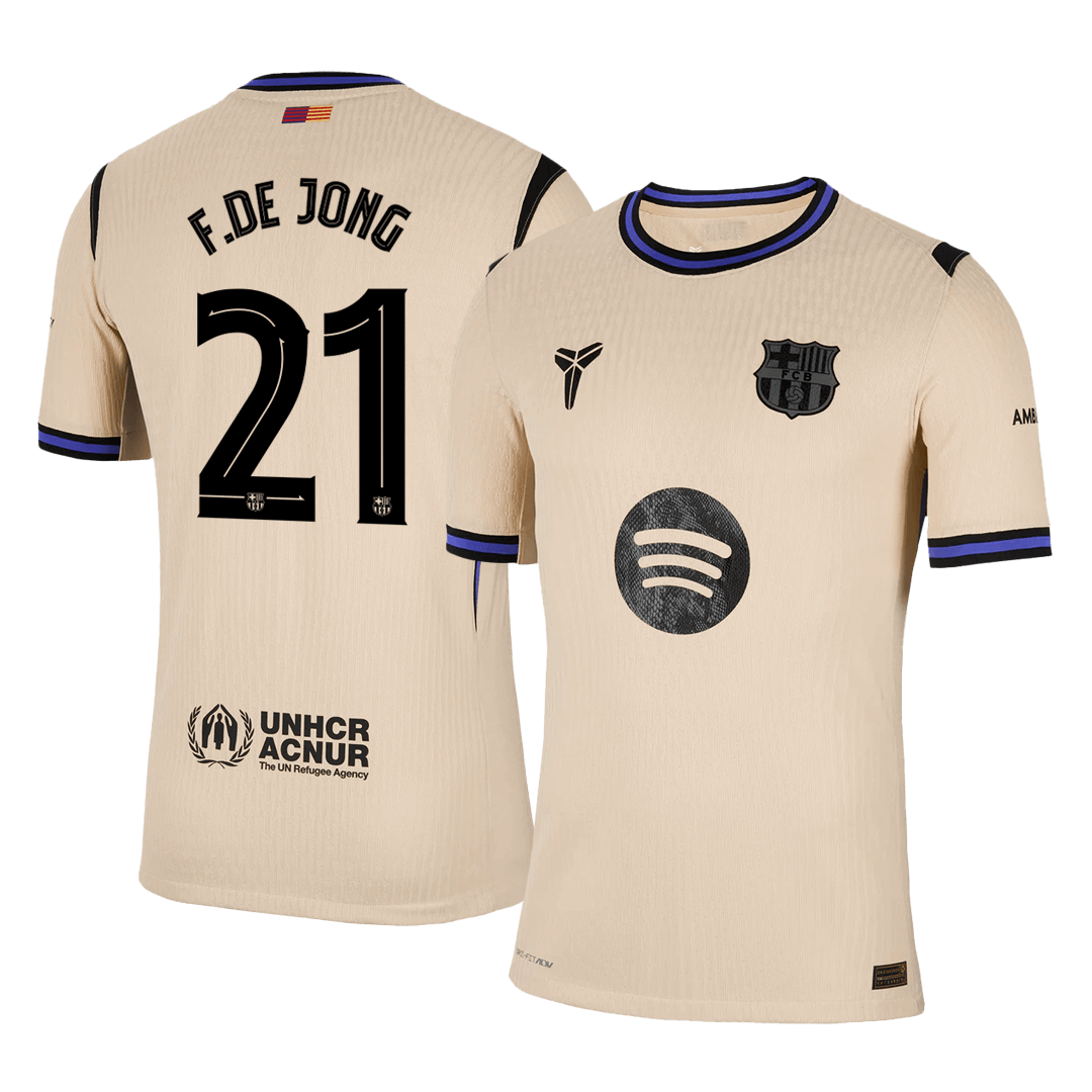 F.DE JONG #21 Játékos Barcelona Idegenbeli Soccer Mez 2025/26 Sárga - UCL