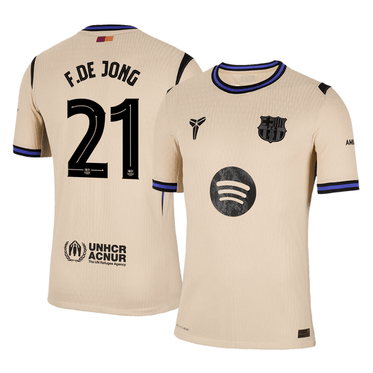 F.DE JONG #21 Hiteles Barcelona Idegenbeli Soccer Mez 2025/26 Sárga - UCL