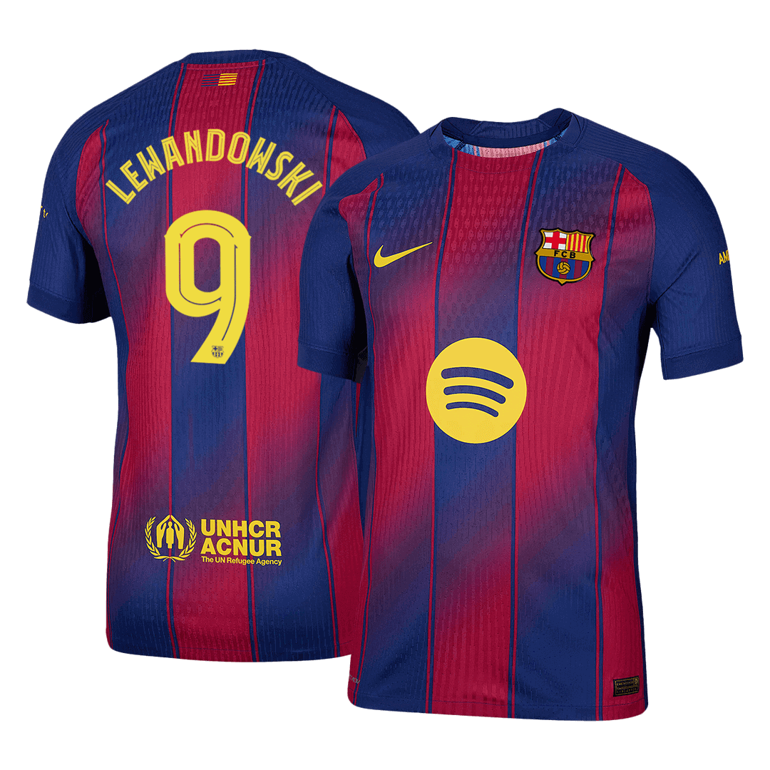 LEWANDOWSKI #9 Hiteles Barcelona Otthon Soccer Mez 2025/26 Piros&Kék - UCL