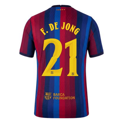 F. DE JONG #21 Barcelona Játékos Verzió Hazai Mez 2026/27 Piros & Kék - UCL