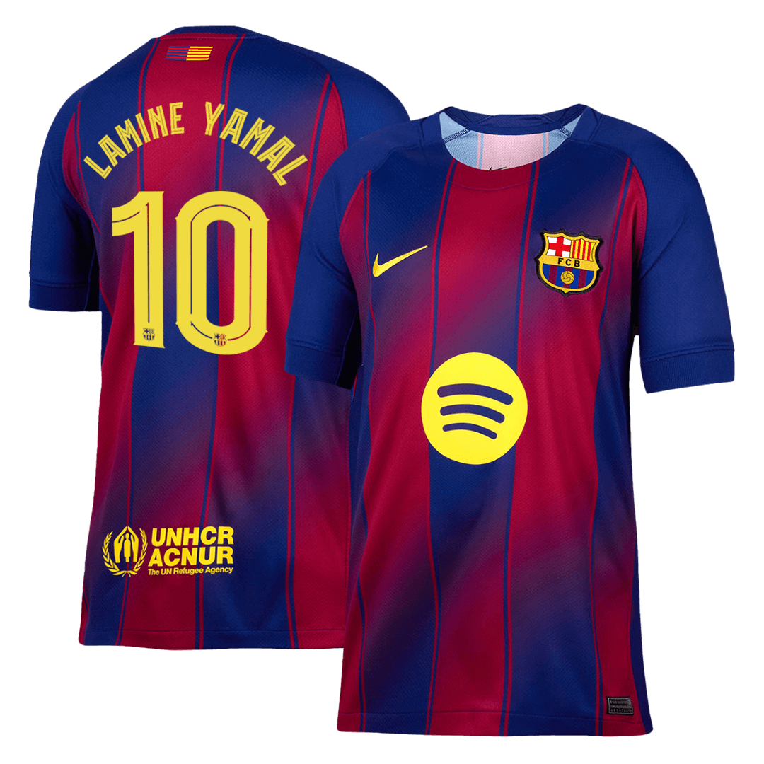 LAMINE YAMAL #10 Barcelona Otthon Soccer Mez 2025/26 Piros&Kék - UCL