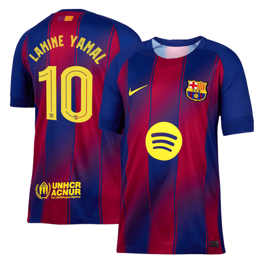 LAMINE YAMAL #10 Barcelona Otthon Soccer Mez 2025/26 Piros&Kék - UCL