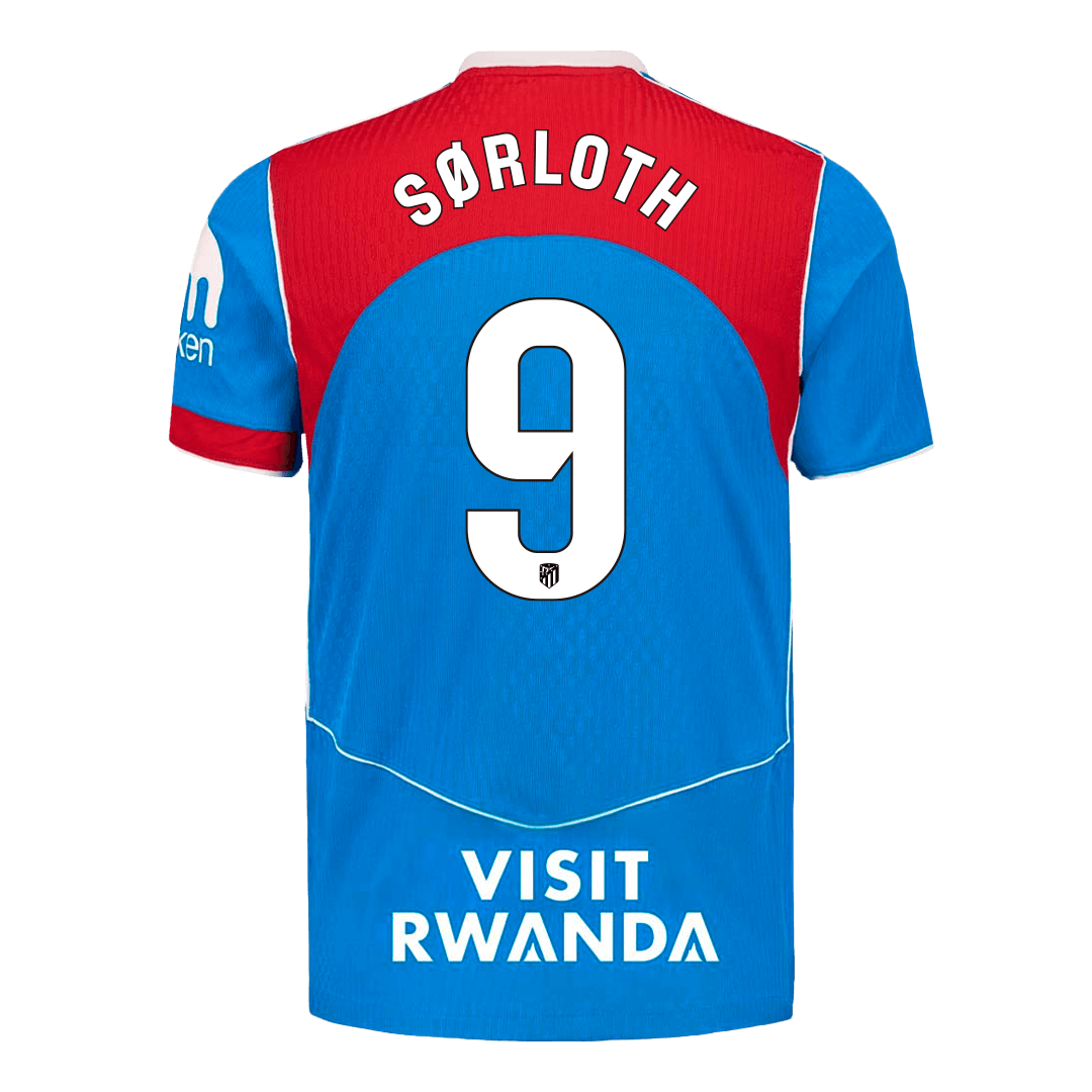SØRLOTH #9 Atletico Madrid Játékos Verzió Harmadik Mez 2025/26 Kék