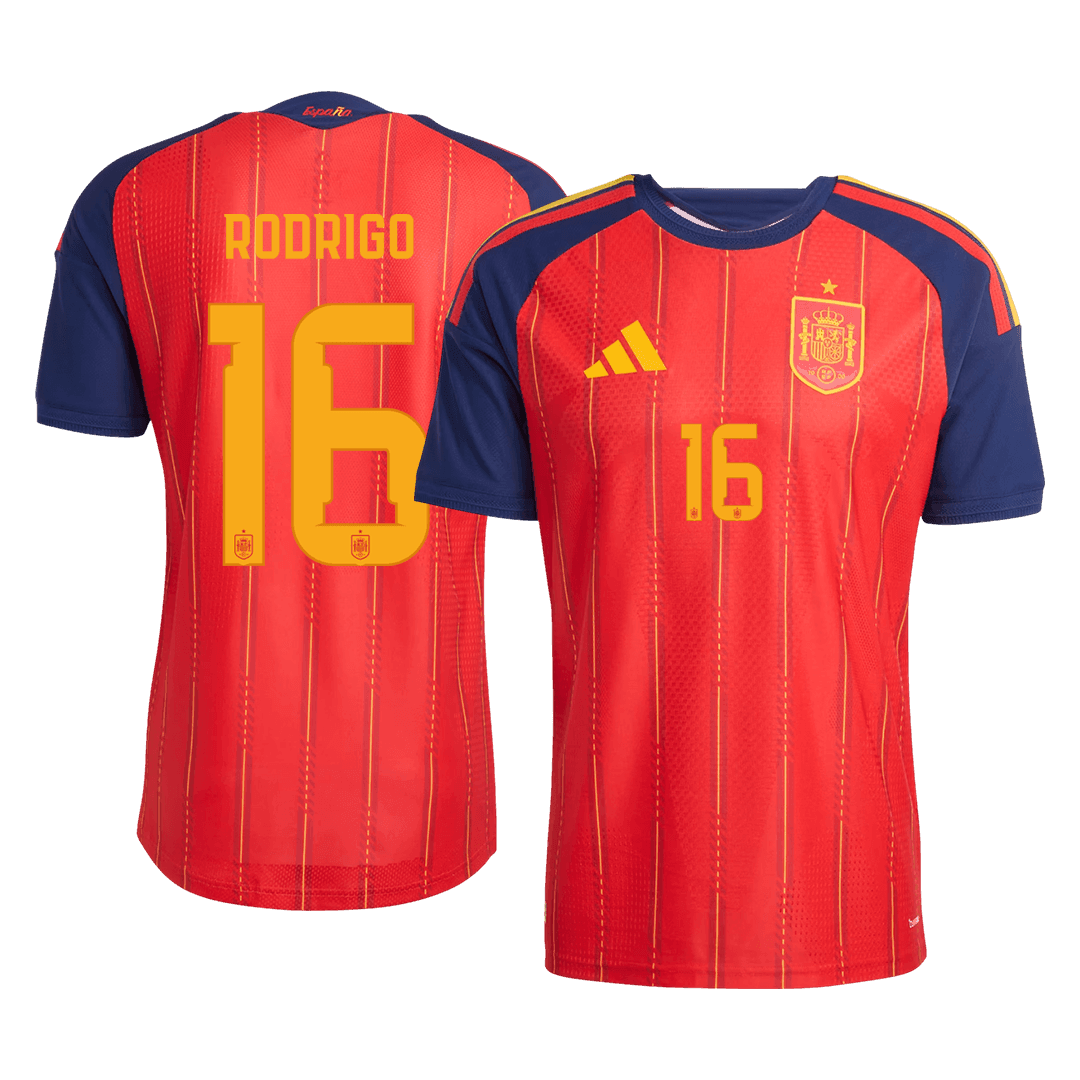 RODRIGO #16 Spain Játékos Verzió Hazai Mez Világbajnoki 2026 Piros