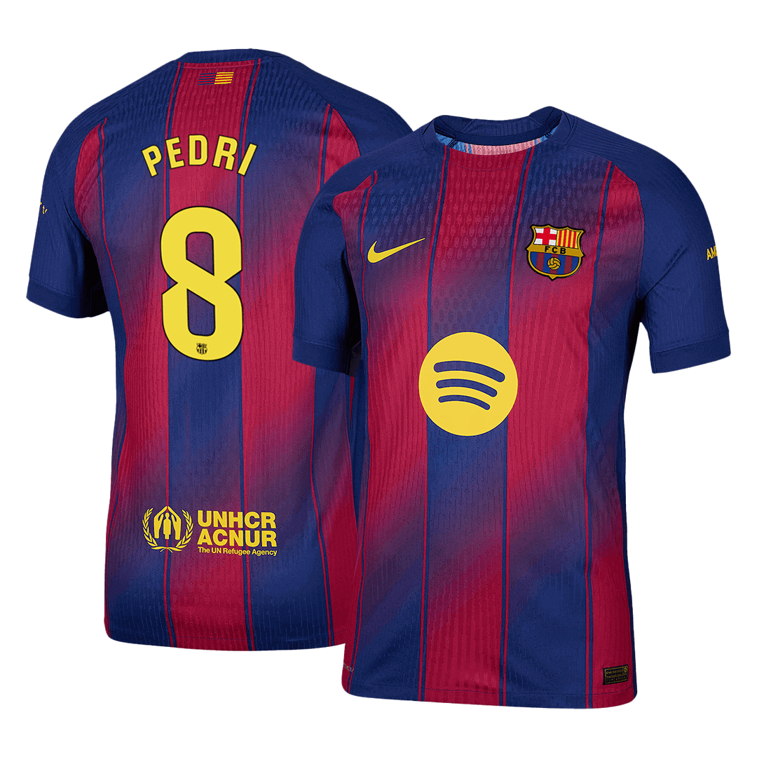 PEDRI #8 Hiteles Barcelona Otthon Soccer Mez 2025/26 Piros&Kék