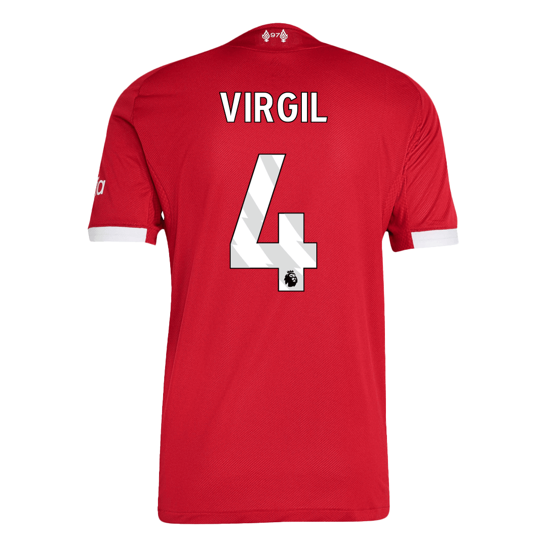 VIRGIL #4 Hiteles Liverpool Otthon Soccer Mez 25/26 Piros