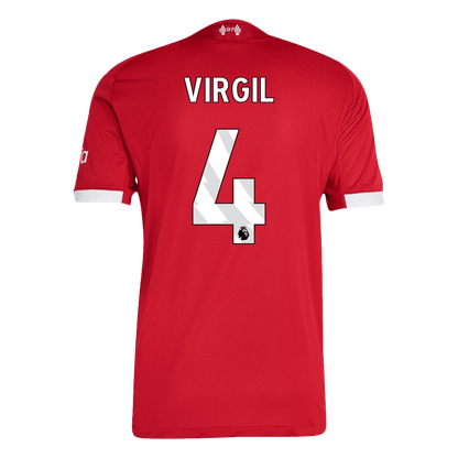 VIRGIL #4 Hiteles Liverpool Otthon Soccer Mez 25/26 Piros