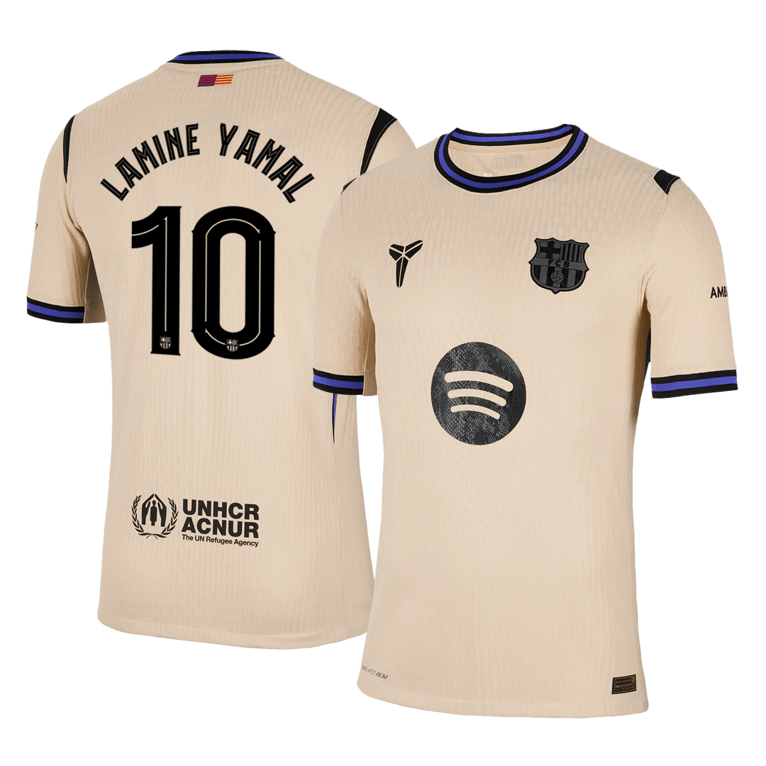 LAMINE YAMAL #10 Hiteles Barcelona Idegenbeli Soccer Mez 2025/26 Sárga - UCL