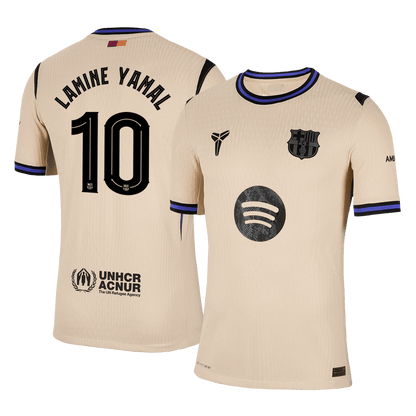 LAMINE YAMAL #10 Hiteles Barcelona Idegenbeli Soccer Mez 2025/26 Sárga - UCL
