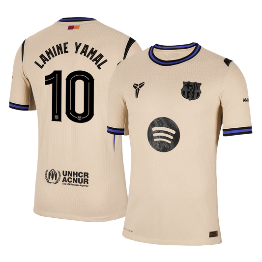 LAMINE YAMAL #10 Hiteles Barcelona Idegenbeli Soccer Mez 2025/26 Sárga - UCL