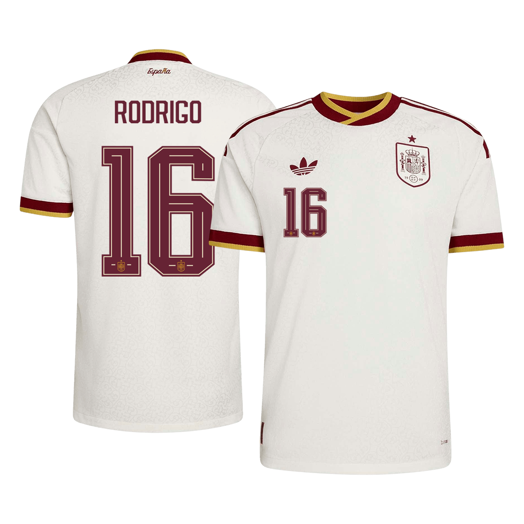 RODRIGO #16 Spain Játékos Verzió Idegenbeli Mez Világbajnoki 2026 Fehér