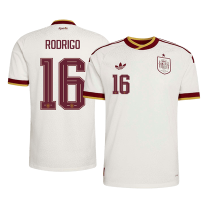 RODRIGO #16 Spain Játékos Verzió Idegenbeli Mez Világbajnoki 2026 Fehér