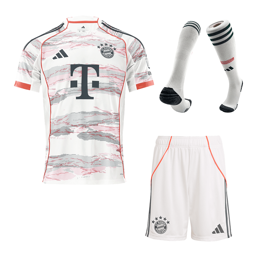 Bayern Munich Idegenben Mez Szett (Mez + Nadrág + Zokni) 2025/26- Fehér