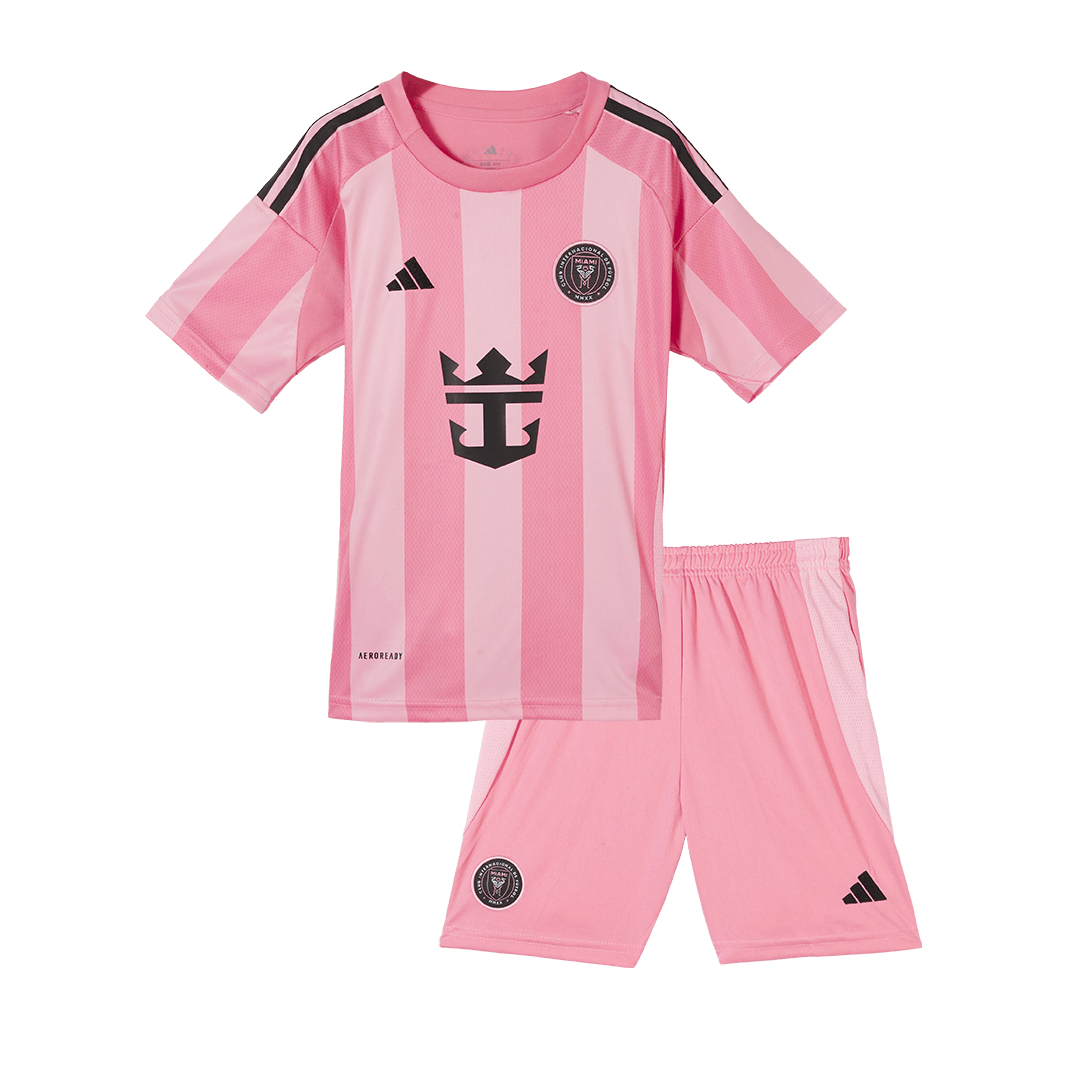 Gyerekek Inter Miami CF Otthoni Soccer Mez Készlet(Mez+Rövidnadrág) 2025 Rózsaszín