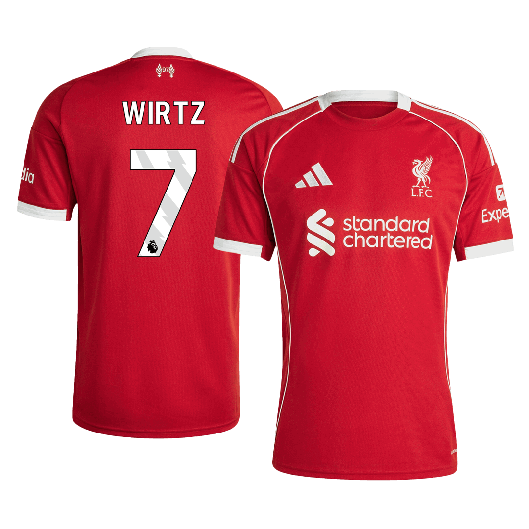WIRTZ #7 Liverpool Otthon Soccer Mez 25/26 Piros