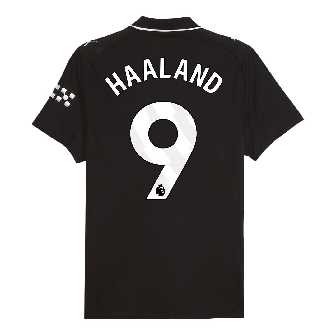 HAALAND #9 Hiteles Manchester City Idegenbeli Soccer Mez 2025/26 Fekete