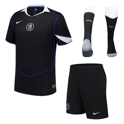 Chelsea Idegenbeli Harmadik Mez Szett (Mez+Nadrág+Zokni) 2025/26 Fekete